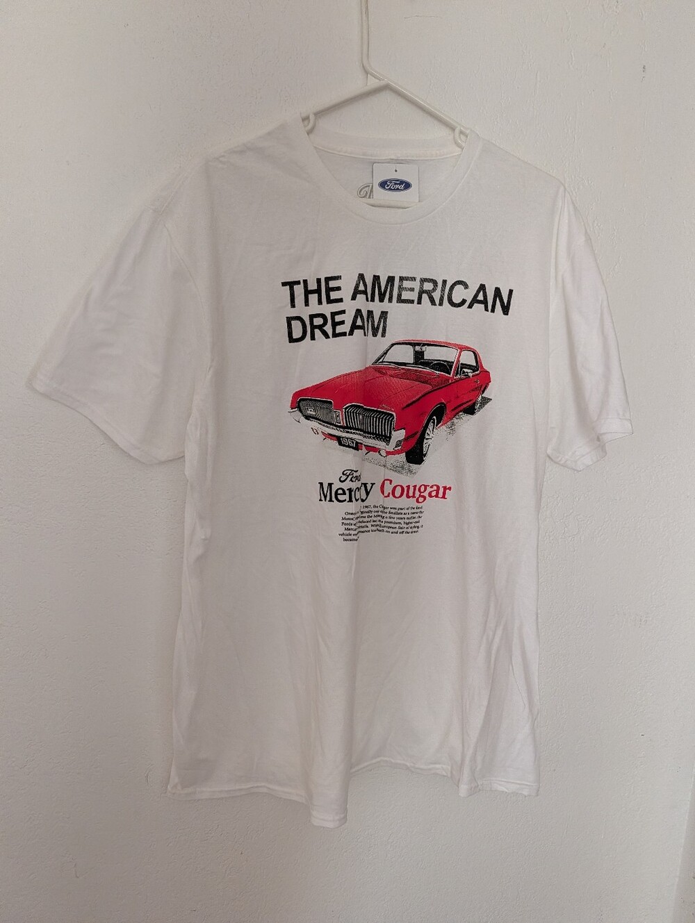 Ford White Tee with Red Mercury Cougar Graphic Size XL New